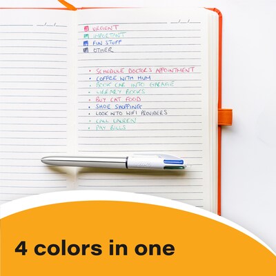 BIC 4-Color Shine Retractable Ballpoint Pen, Medium Point, Assorted Ink, 3/Pack (MMMTP31-AST)