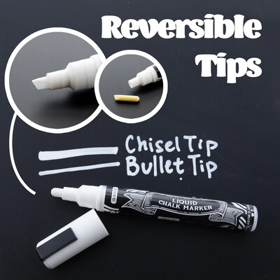 Bazic Washable Water Based Chalk Marker, Chisel & Bullet Tip, Assorted Colors, 8/Pack (BAZ1212)