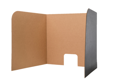 Flipside Foldable Cardboard Freestanding Computer Privacy Screen w/Pass-through Window, 23H x 70W, Black, 24/Pack (61861)