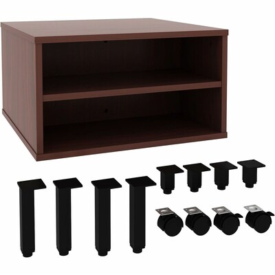 Lorell 24"W x 24"D Laminate Square Reception Table with Storage, Mahogany (LLR69200)
