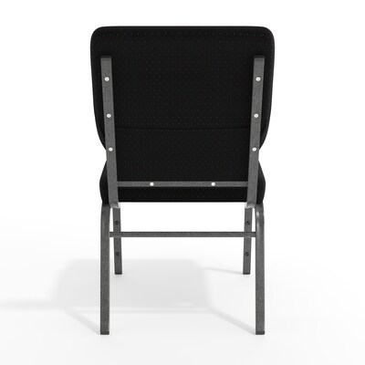Flash Furniture HERCULES Series Fabric Stacking Church Chair, Black Patterned/Silver Vein Frame (FCH185SVJP02)