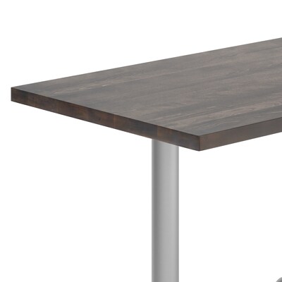 Flash Furniture Bennett Wooden Commercial Indoor Table, 48" x 30", Dark Brown Top/Silver Base (GSF3048DBT0522S)
