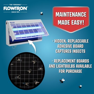 Flowtron Electric Portable Indoor Fly Trap, 500 sq. ft. Coverage, 30W Bulb with Dual Lure Insect Killer (FLWFC4900)