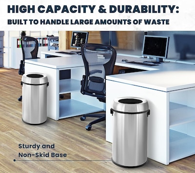 Alpine Industries Stainless Steel Trash Can, 17 Gallon (470-65L)