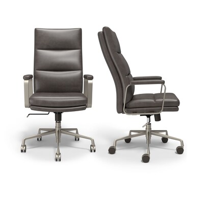 Union & Scale™ Industria 3-40C Ergonomic Bonded Leather Swivel Manager Chair, Gray (HG-70081)