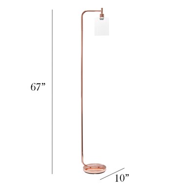 Simple Designs Modern Iron Lantern Floor Lamp with Glass Shade, Rose Gold (LF2009-RGD)