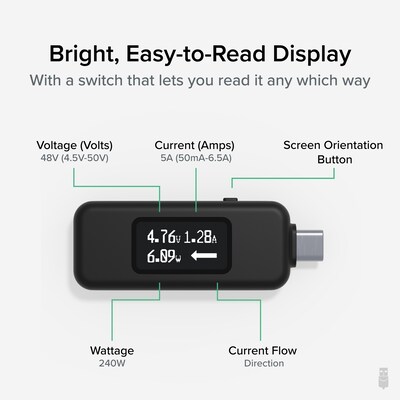 Plugable USB-C Power Meter Tester (USBC-VAMETER3)