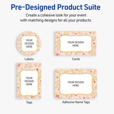 Avery Gold-Pink Berries Matte Blank Card, White, 120/Pack (S00-FGF)