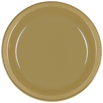 Party City 7 Plastic Plates, Gold, 20 Plates/Pack (AM431755-19-ST)