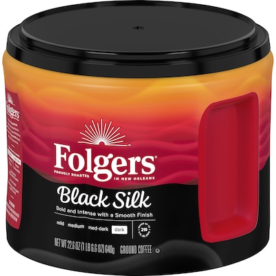 Folgers Black Silk Ground Coffee, Dark Roast, 22.6 oz. (02054)