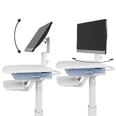 Luxor VitalPower Standard Mobile Medical Workstation with Full-Swivel Wheels, White (MCWS003)