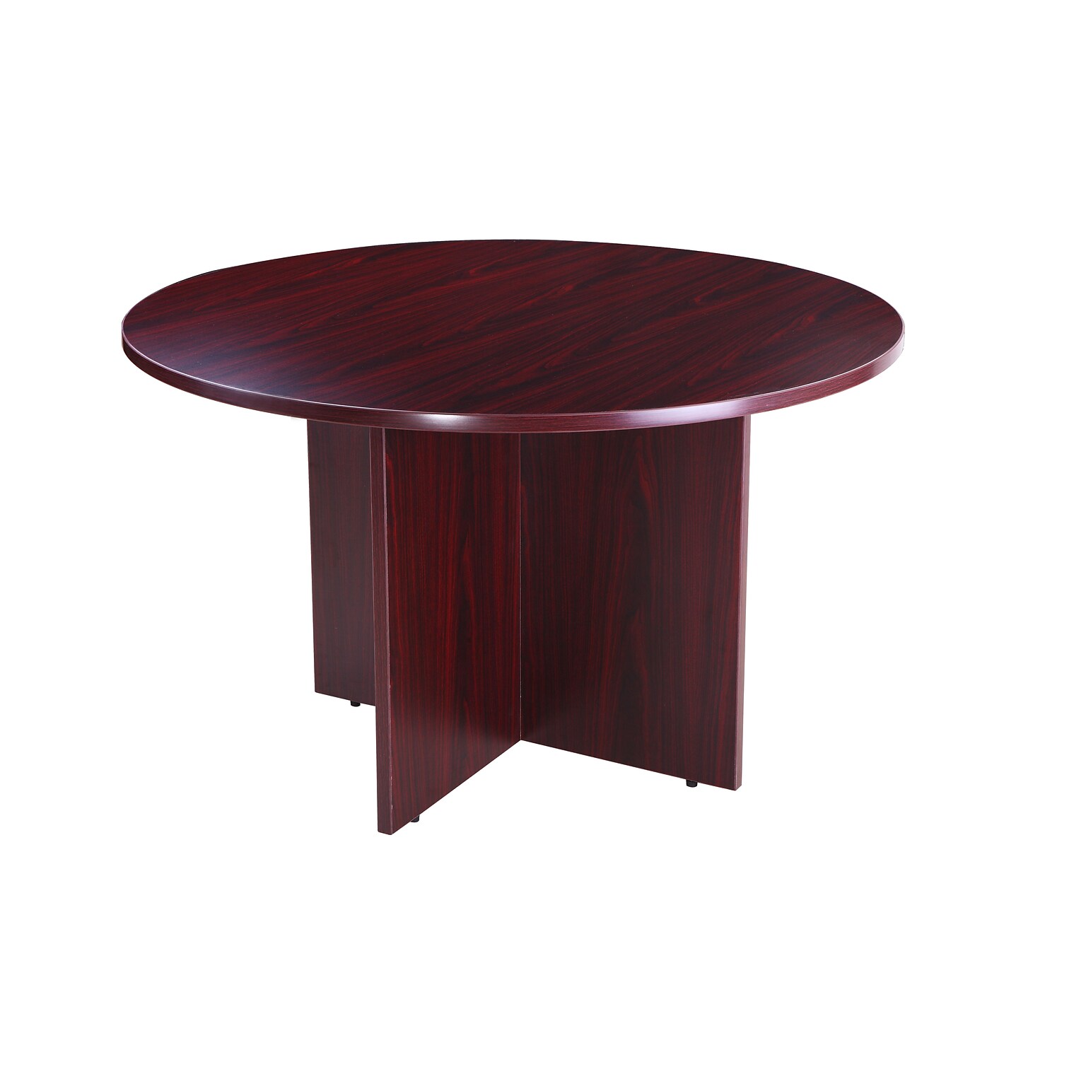 Boss Office Products 42 Round Mahogony Laminate Table Set w/ 4 Black Mesh Chairs (GROUP127M-C)