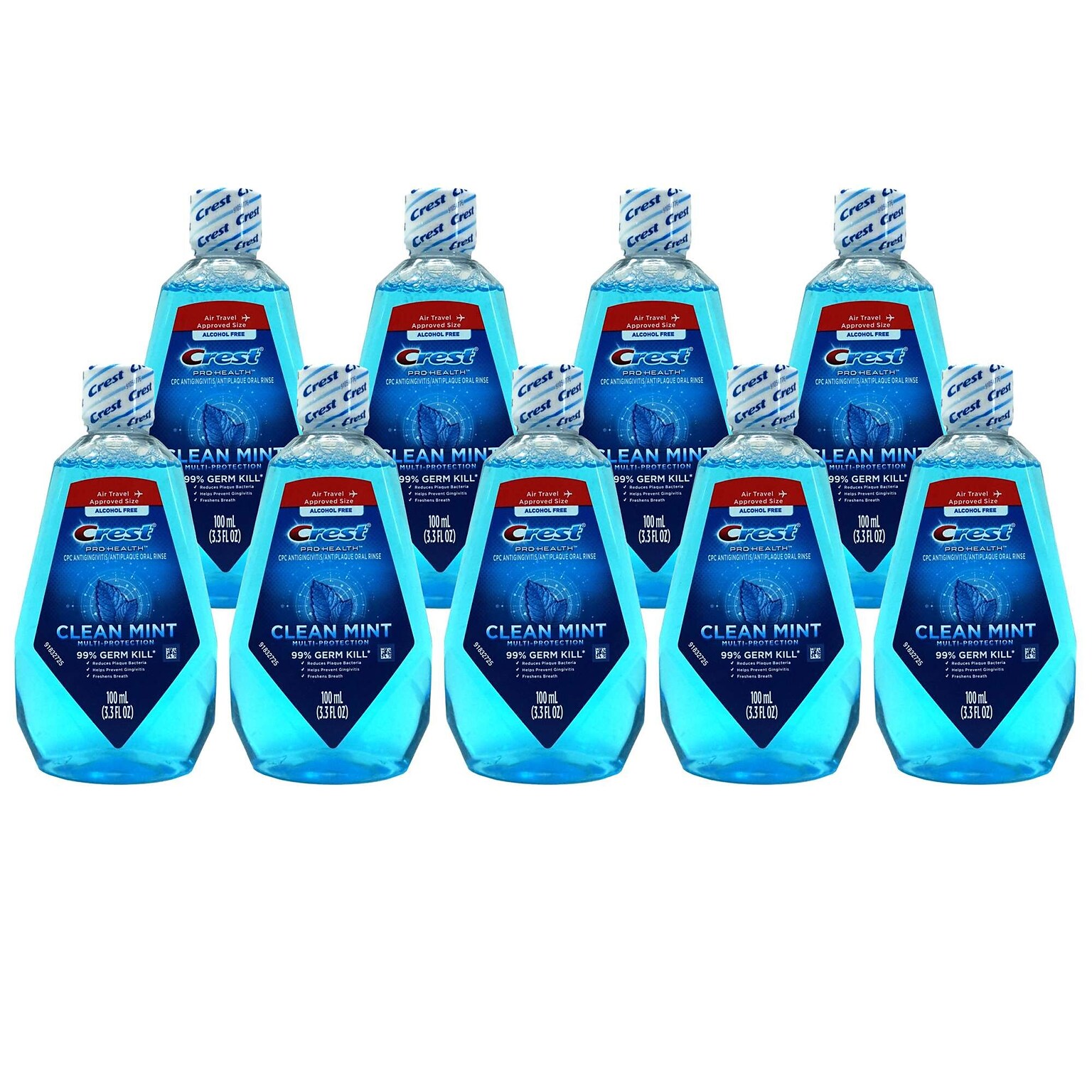Crest Pro Health Mouthwash Clean Mint Rinse, 3.3 oz Bottle, 9 Bottles/Bag, 12 Bags/Carton