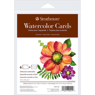 Strathmore 400 Series Watercolor Cards & Envelopes, 6.875 x 5, White, 6/Pack, 3 Packs/Bundle (STTP