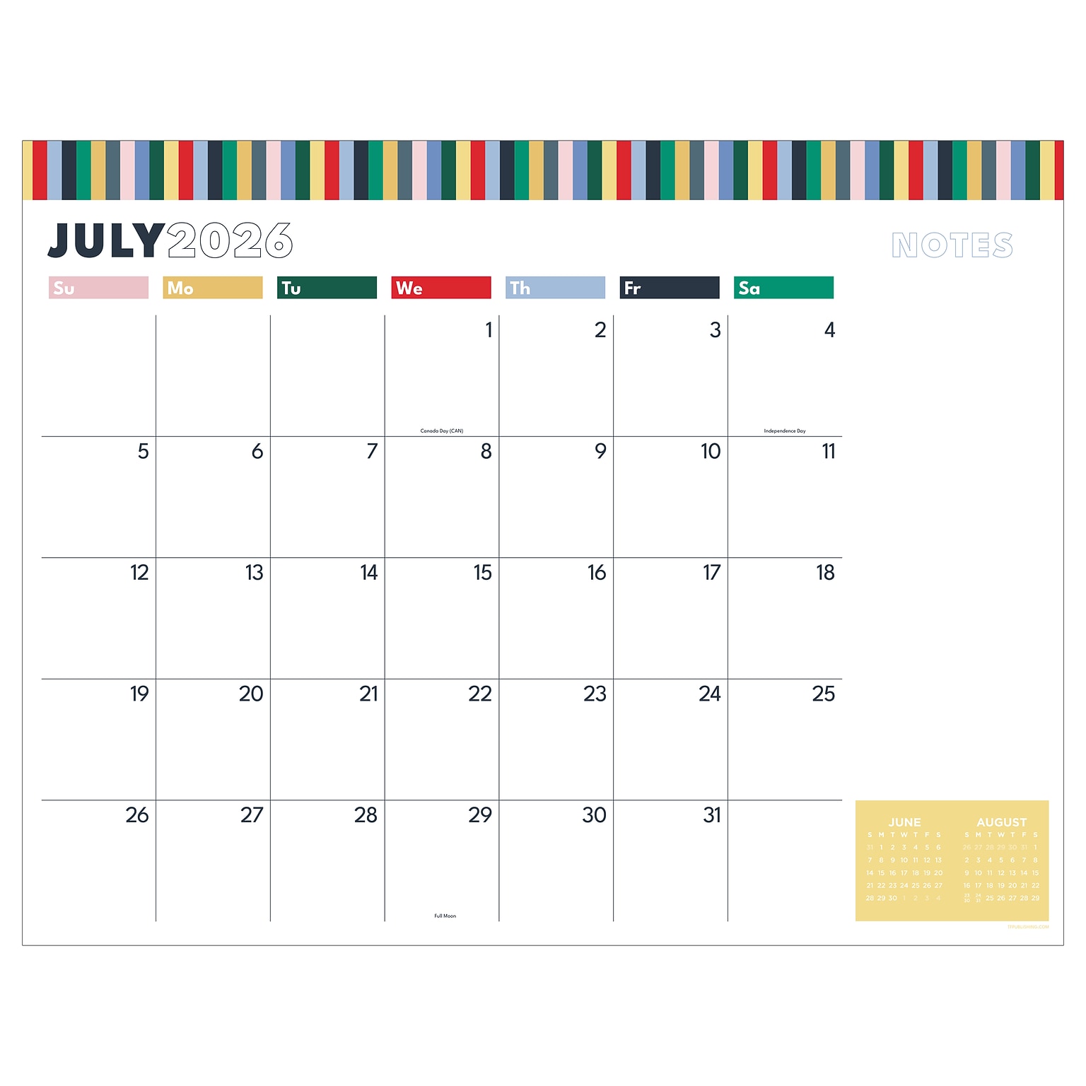 2026-2027 TF Publishing Artisan 17 x 22 Academic Monthly Desk Pad Calendar (AY27-8202)