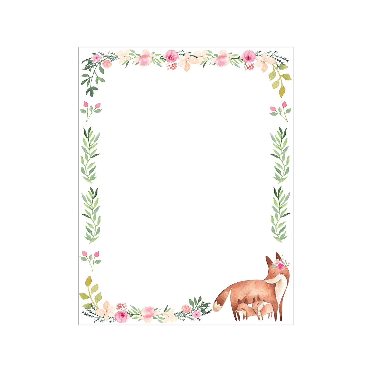 Great Papers Fancy Foxes Letterhead, Multicolor, 50/Pack (2023061)