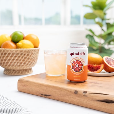 Spindrift Blood Orange Tangerine Flavored Sparkling Seltzer Water, 12 oz., 24 Cans/Carton (SDR14220)