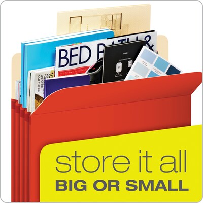 Pendaflex Color Reinforced File Pocket, 3 1/2" Expansion, Letter Size, Red (1524E RED)
