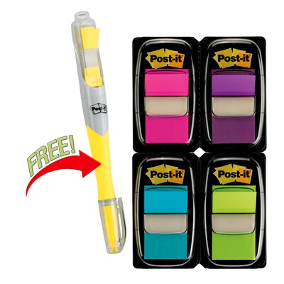 Post-it Flags Value Pack with Flag+Highlighter, 1" Wide, Assorted Colors, 200 Flags/Pack (680-PPBGVA)
