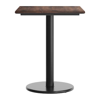 Flash Furniture Acadia Wooden Dining Table with Round Base, 23.75"D x 29.75"W, Dark Brown/Black Base (ST2430WBRTR18)