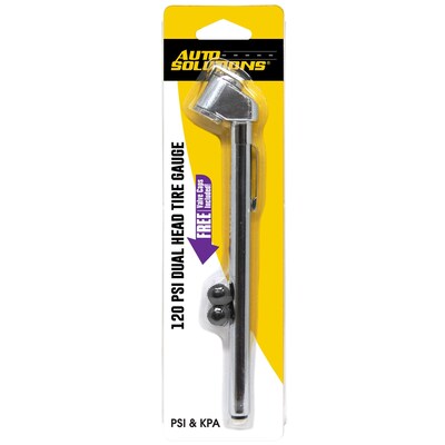 Auto Solutions Dual HD Tire Pressure Gauge, 10-120 PSI, 25/Pack, 8 Packs/Carton (14846)