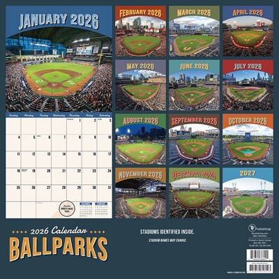 2026 TF Publishing Ballparks 12" x 12" Monthly Wall Calendar (26-1051)