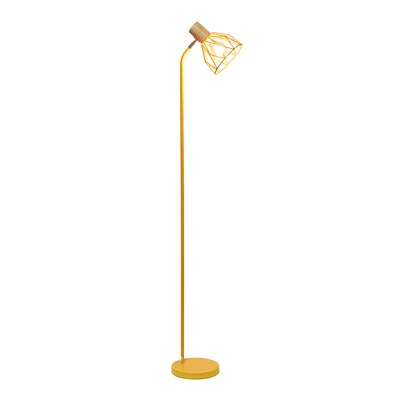 Simple Designs Farmhouse Fusion 55.91 Iron Floor Lamp with Round Shade, Yellow (LF2019-YLW)