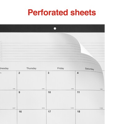 2025 Staples 22" x 17" Desk Pad Calendar, Unlined, Black/White (ST58448-25)