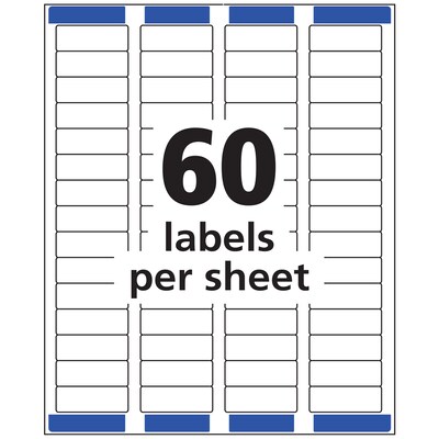 Avery Easy Peel Inkjet Return Address Labels, 2/3" x 1-3/4", White, 60 Labels/Sheet, 10 Sheets/Pack (18695)