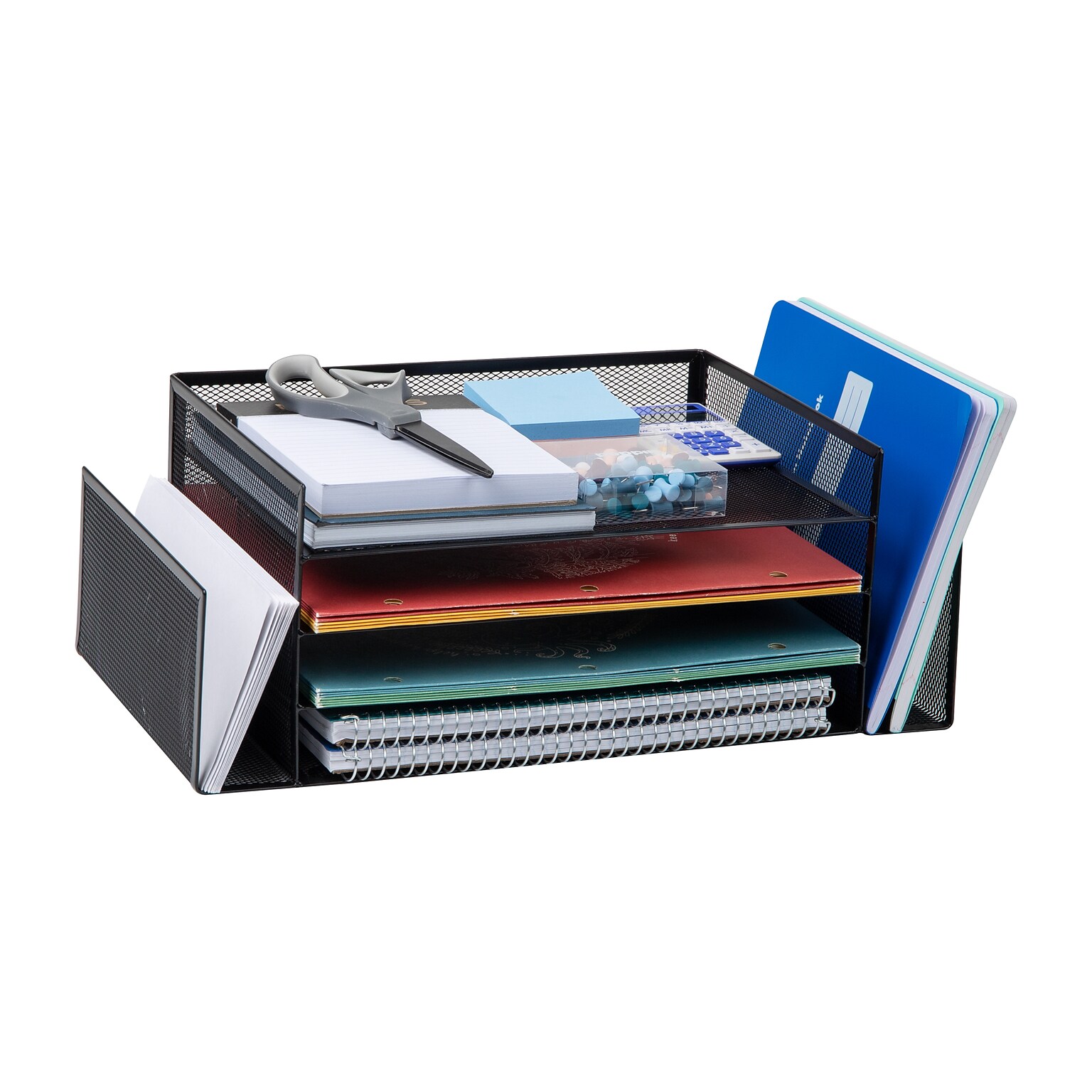 Mind Reader Metal Desktop Organizer Letter Tray, 16.75L x 9.15W x 6H, Black  (4TSIDE2-BLK)