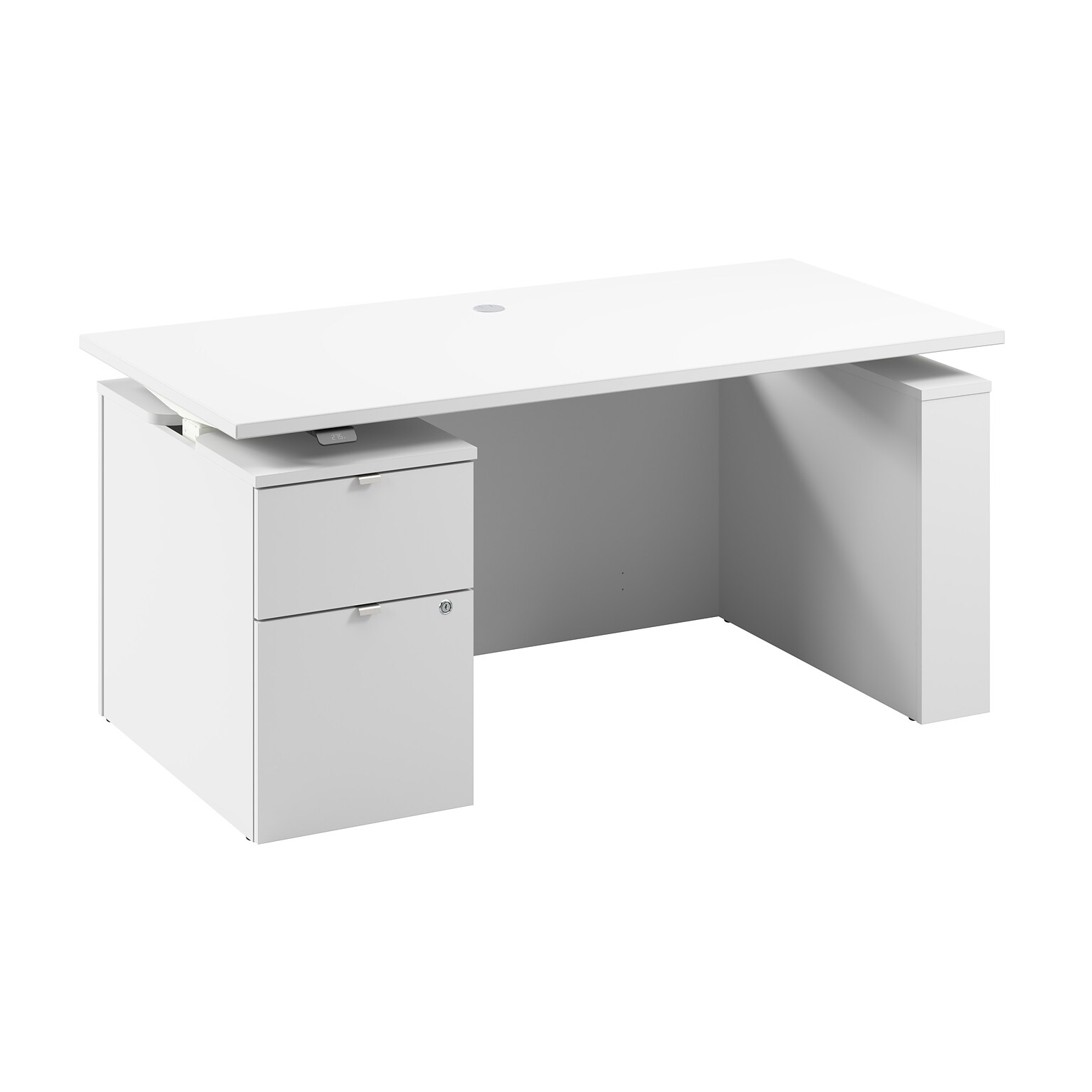 Bush Business Furniture Stratus 60W Electric Adjustable Standing Desk with File Cabinet, White (SUT007WH)