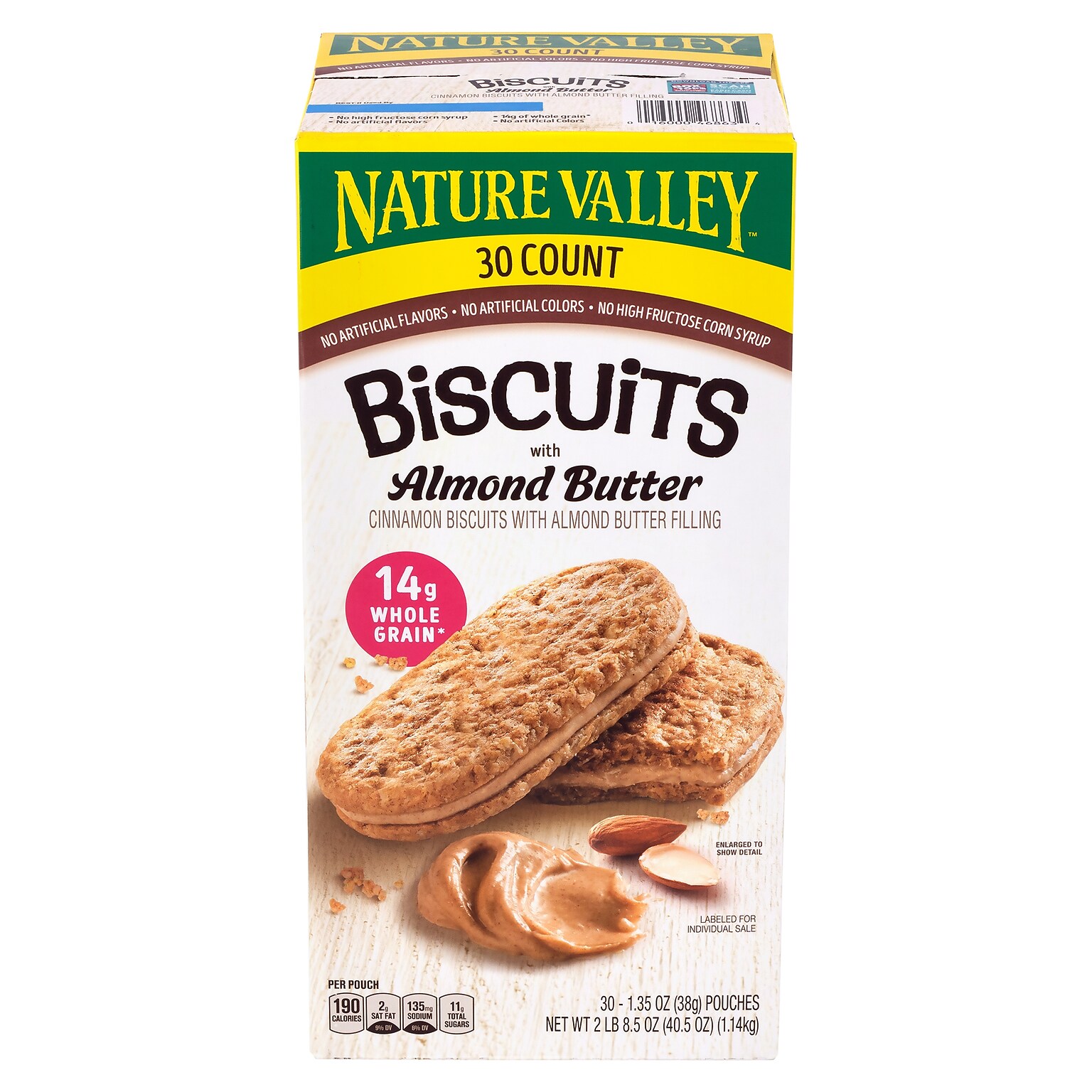 Nature Valley Biscuit Sandwich with Almond Butter, 40.5 oz., 30 Bars/Box (220-01046)