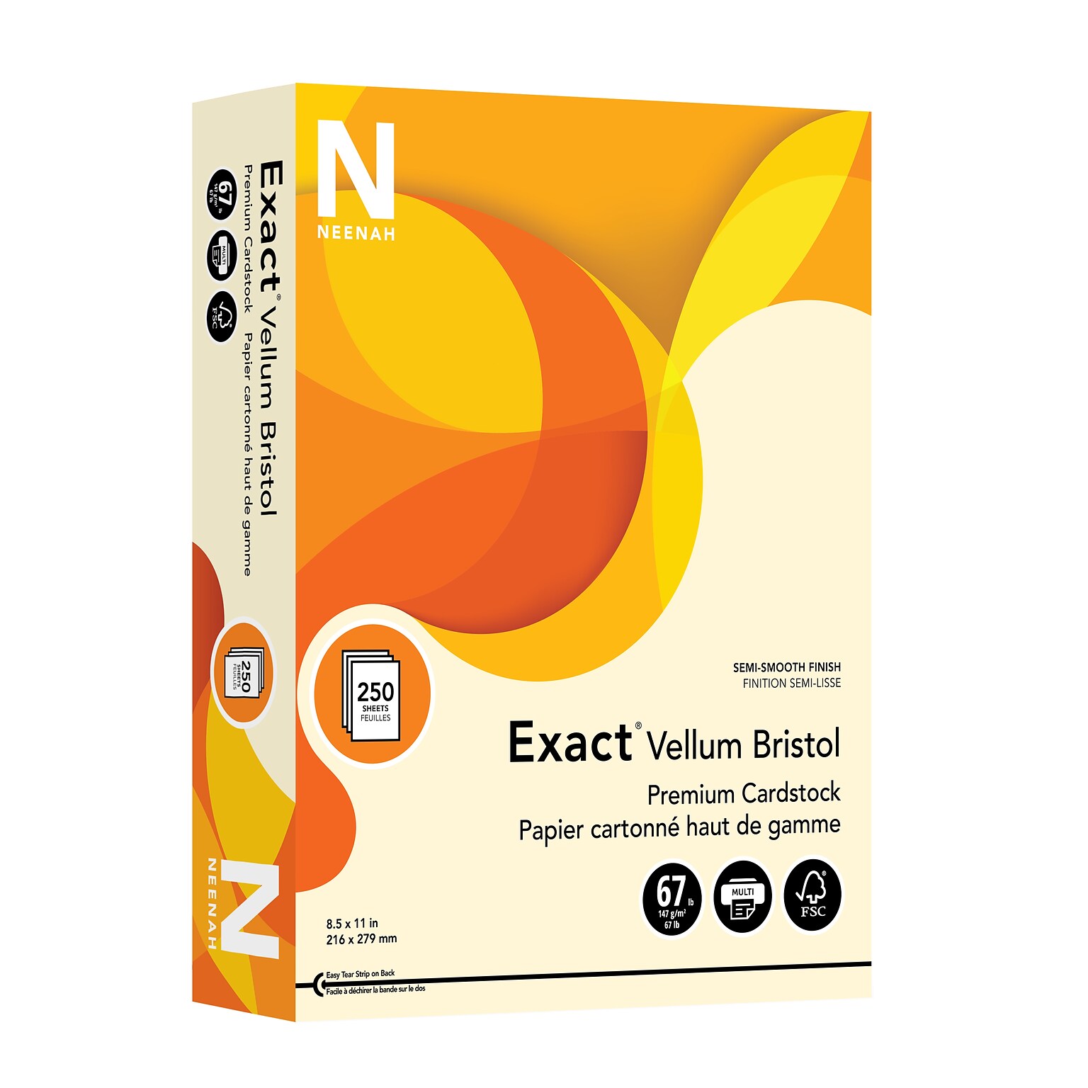 Neenah® 67-lb. Exact Vellum Bristol Card Stock, 8-1/2 x 11, Letter, Ivory, 250/Pack