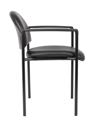 Boss Diamond Caressoft Vinyl Stacking Chair,  Black (B9501-CS)