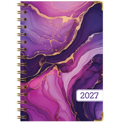 2027 Excello Brands 6" x 8" Weekly & Monthly Standard Planner, Paperboard Cover, Pink Purple Marble (FSHN-CY27-58-22)
