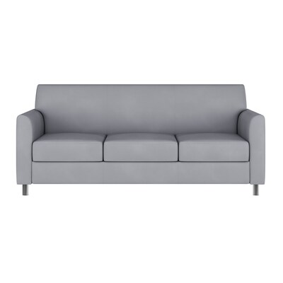 Flash Furniture Hercules Diplomat LeatherSoft Sofa, Gray/Chrome Legs (BT8273GYCHR)