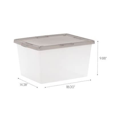 Iris 24.5 Quart Snap Top Plastic Snap Closure Storage Bin, Clear, 6/Pack (585104)