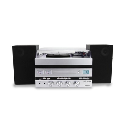 Victor Geneva 5-in-1 Music Center with Bluetooth, CD Player, FM Radio, USB, AUX, Remote Control, and Detached Stereo Speakers
