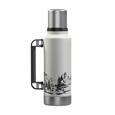Outdoors Professional Stainless Steel Vacuum Insulated Termo Classic Water Bottle, 33 oz., White Mountains (OUTD9386)