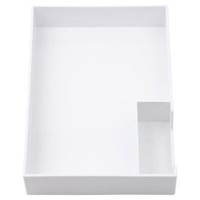 JAM Paper Half Desk Stackable Front Loading Letter Tray, White Plastic, (344TWH)