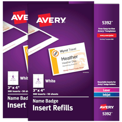 Avery Name Badge Kit, White, 600/Pack (35392)