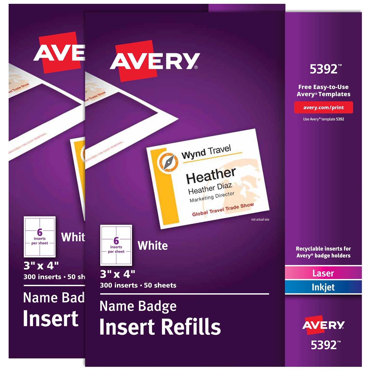 Avery Name Badge Kit, White, 600/Pack (35392)