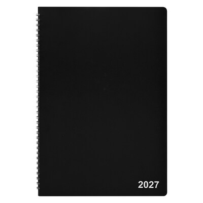 2027 Staples 8 x 12 Monthly Planner, Faux Leather Cover, Black (ST63596-27)