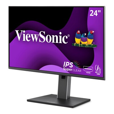 ViewSonic Ergonomic 24 1080p 100Hz LCD Monitor, HDMI, DisplayPort, VGA, Black, 4-Port USB Hub (VG2451)