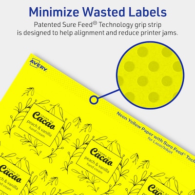 Avery Rectangle Laser/Inkjet Multipurpose Labels, 1-13/16" x 2-3/16", Neon Yellow (120/Pack)
