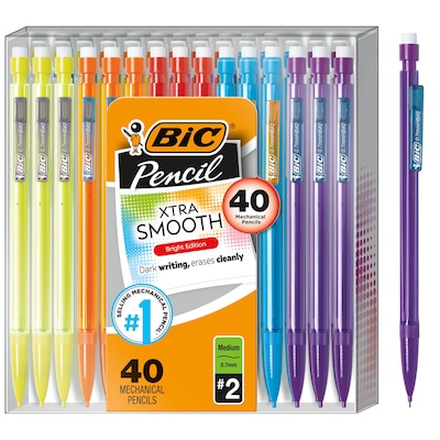 BIC Xtra Smooth Mechanical Pencil, 0.7mm, #2 Medium Lead, 40/Pack (MPCE40-BLK)