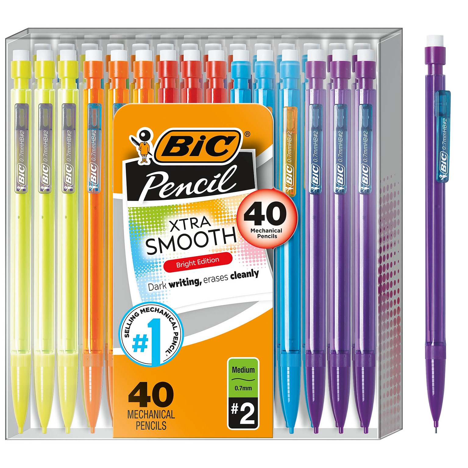 BIC Xtra Smooth Mechanical Pencil, 0.7mm, #2 Medium Lead, 40/Pack (MPCE40-BLK)