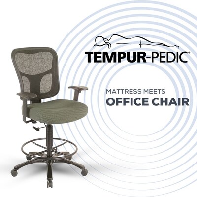 Tempur-Pedic Fabric Drafting Chair with Backrest and Footrest with Lumbar Support, Olive (TP8200-OLIVE)