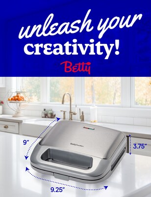 Betty Crocker 3-in-1 Sandwich, Panini Grill and Waffle Maker Plus, Silver (BC-4965S)