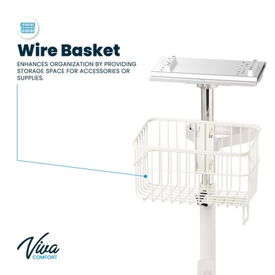 Viva Comfort Height-Adjustable Portable Mobile Stand for Edan Vital Signs Monitor, White (ADI912-C-MP-03-MK)